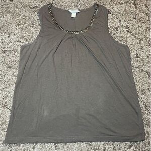 CJ Banks‎ Tank Womens 1X Brown Top Sequin Neckline Accent Casual Ladies